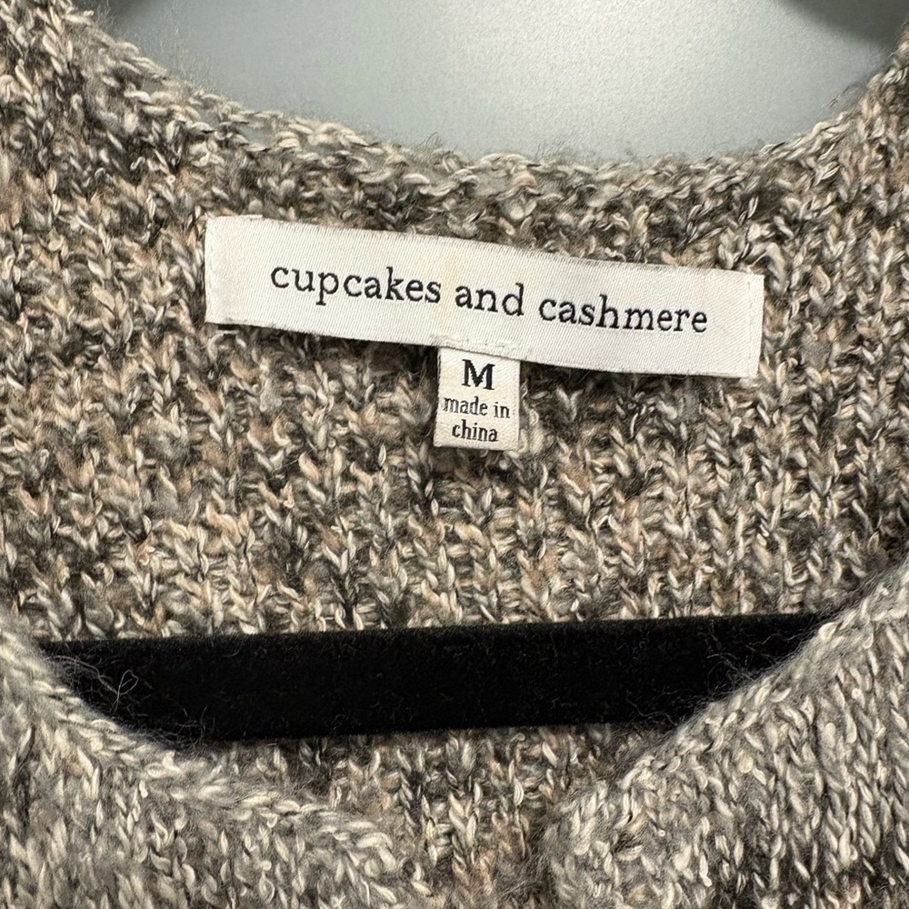 Anthropologie- Cupcakes & Cashmere Gray Leopard Knit Sweater - Picture 5 of 8